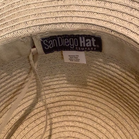 San Diego Hat Company Paper Straw Woven Wide Brim Black Fringe One Size Hat - Picture 9 of 12